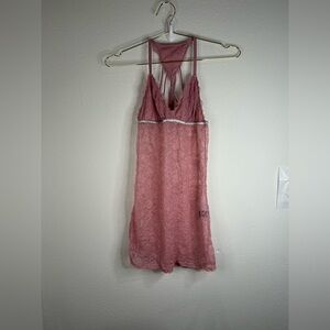 Bebe Pink Lace Strappy Babydoll Chemise – Size Medium
